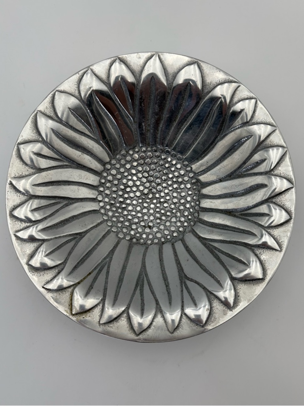 Silver Tone Sunflower Decorative Pedestal Bowl - Home Accents - Picture 2 of 10